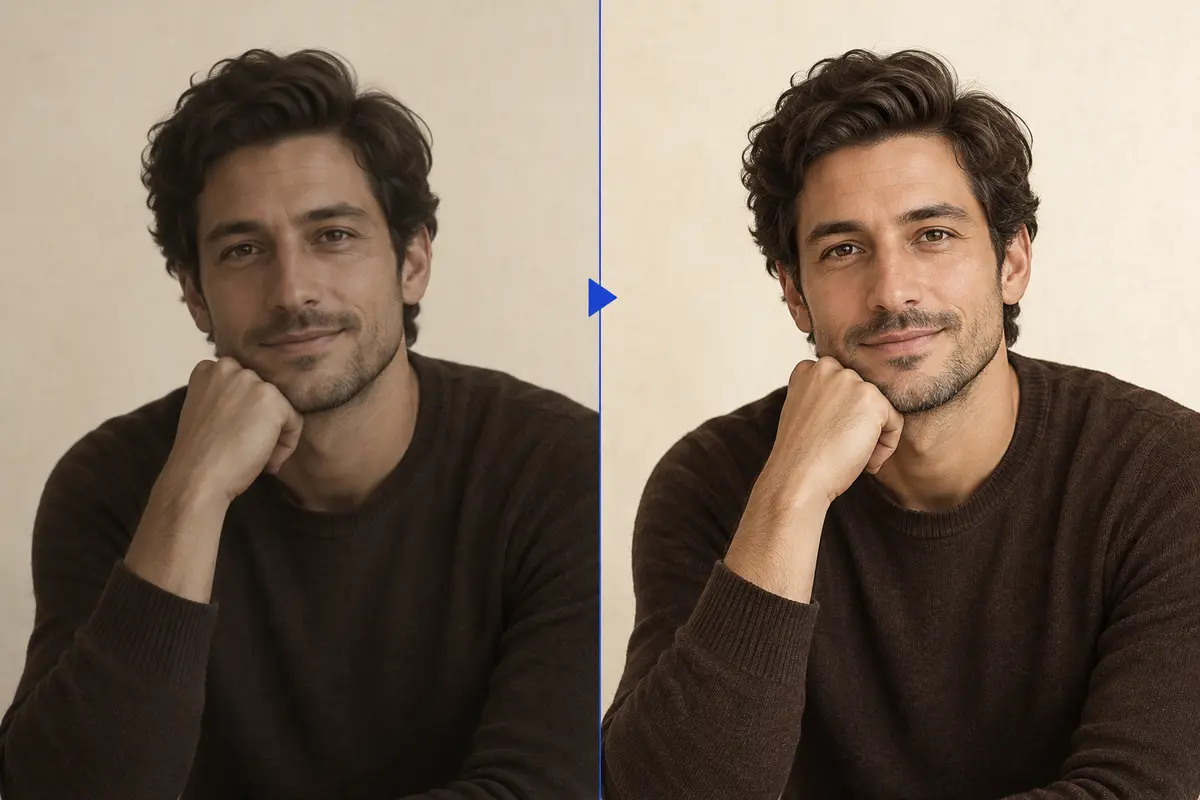 Photo enhancement before and after comparison